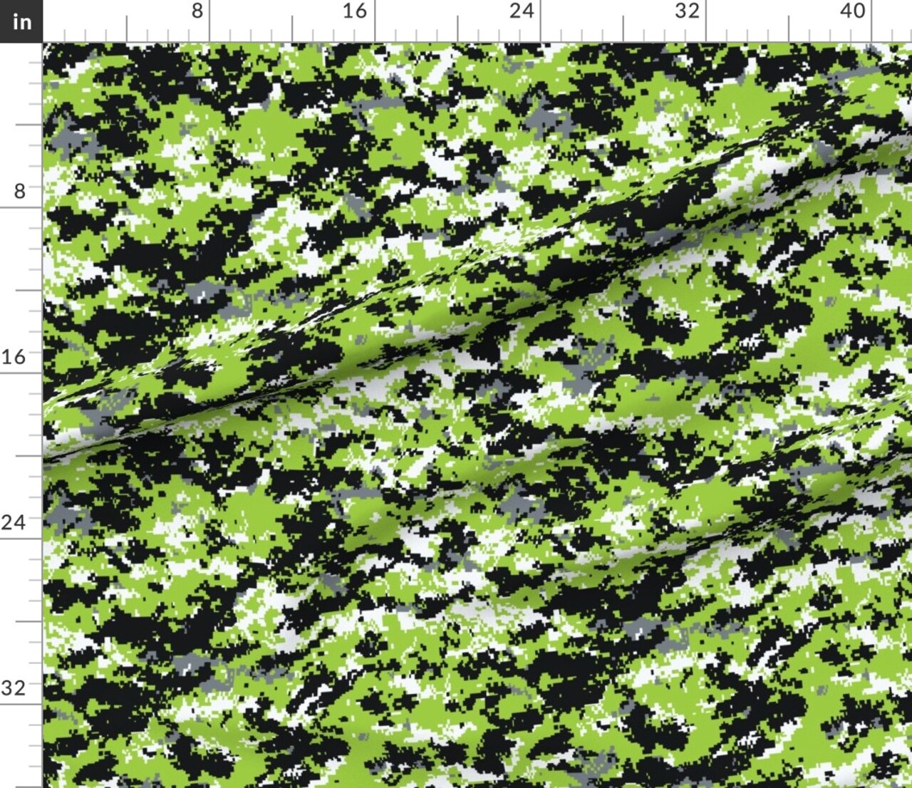 Zombie Green Digital Camo Neon Custom Printed Fabric by Spoonflower Various Fabrics by the Yard or Fat Quarter